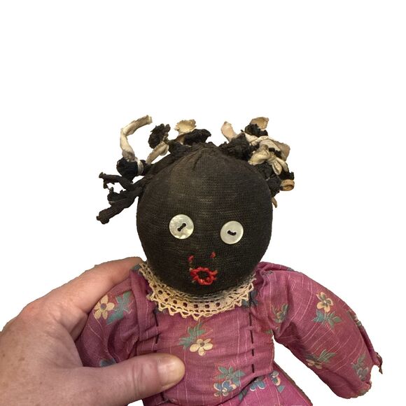 Vintage Americana Folk Art Rag Doll African American Handmade Primitive - Picture 3 of 6